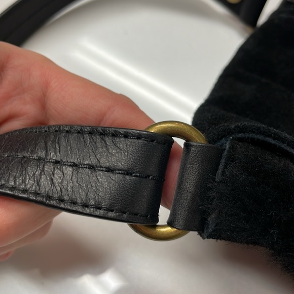 UGG black suede crossbody with black shearling trim - EUC - Picture 11 of 11